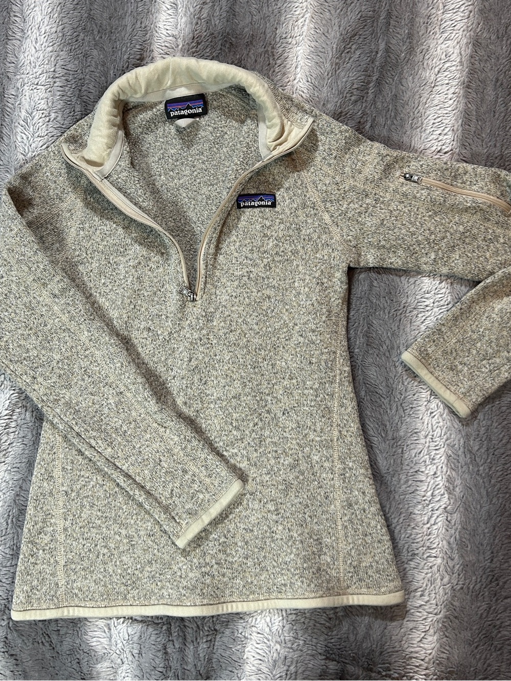 Patagonia Women's Better Sweater 1/4 Zip Fleece Pullover XS Oatmeal - Picture 8 of 11